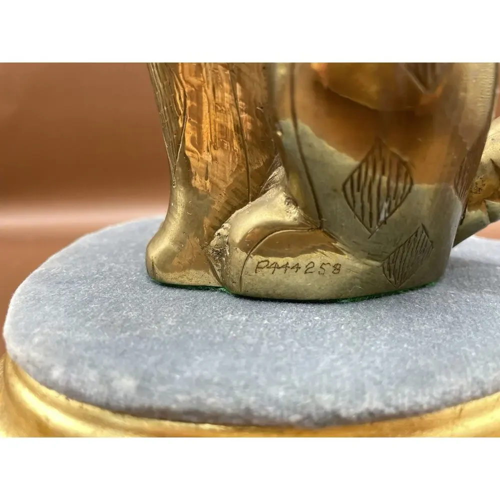 Vintage Solid Brass Long Neck Sitting Cat Figurine 9.5